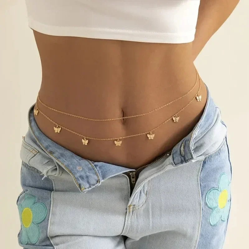 Body Chain Jewelry - Novo charme sexy dupla camada borboleta