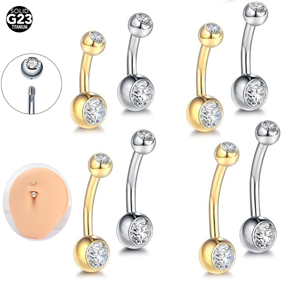 Belly Bar Titanium - Anel de umbigo de titânio g23,