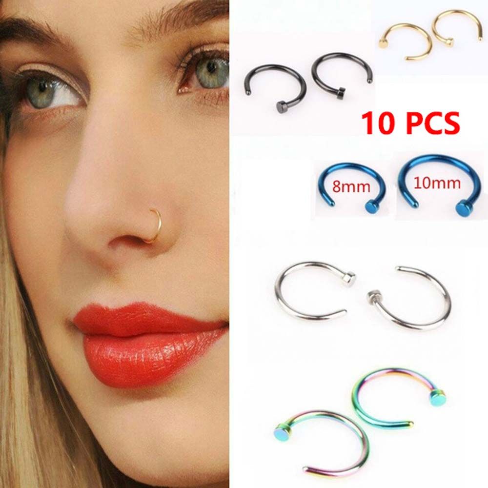 Body Jewelry Lip Ring - 10 peças de brincos finos de