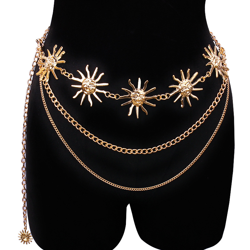 Body Chain Jewelry - Chunky multicamadas punk gótico lua sol