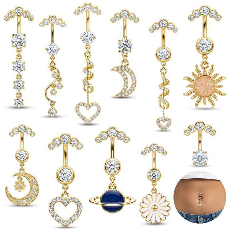 Body Jewelry For Sensitive Skin - 5 Peças de Piercings de Umbigo