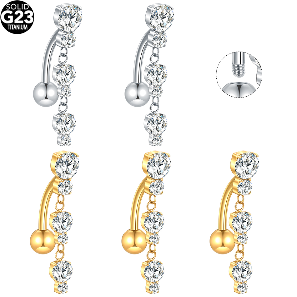 Belly Bar Titanium - 1/5 pçs barra invertida de titânio