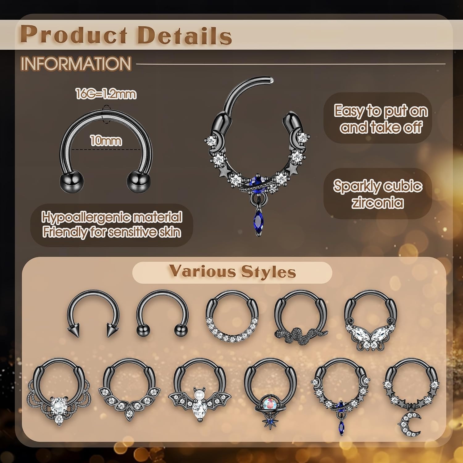 FASACCO Anéis de Septo, Joias  - Body Jewelry For Sensitive Skin avaliação e preço