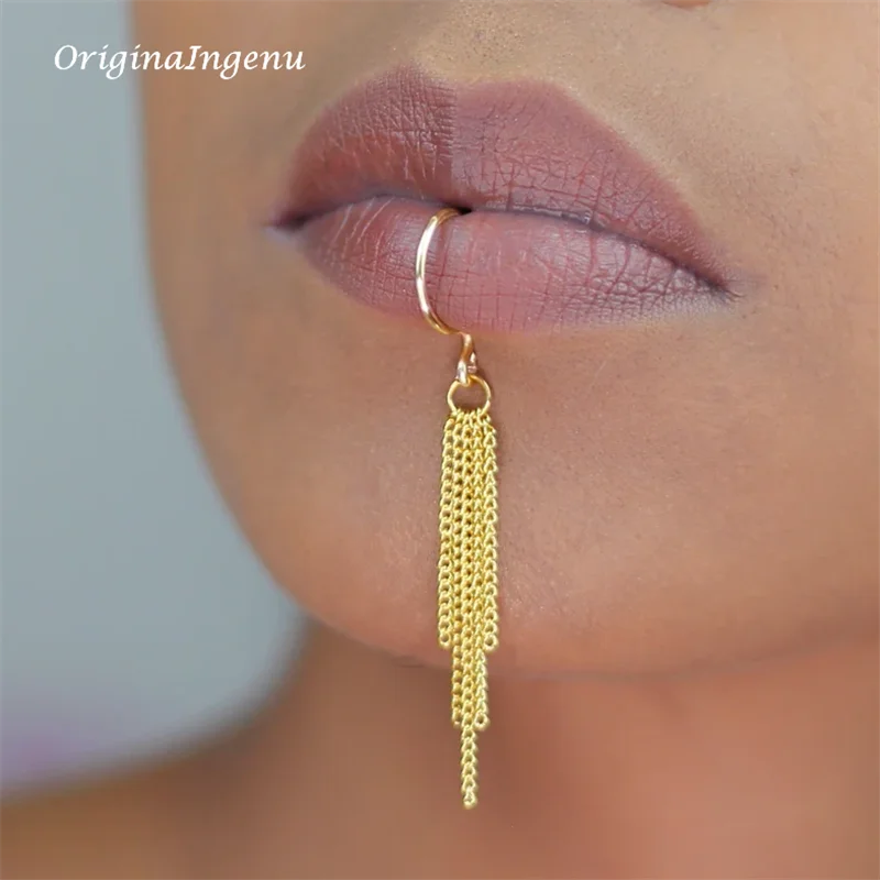 14k ouro cheio de corrente láb - Body Jewelry Lip Ring avaliação e preço