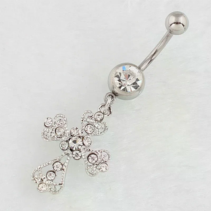 Aço inoxidável cruz pingente u - Belly Bar Titanium avaliação e preço