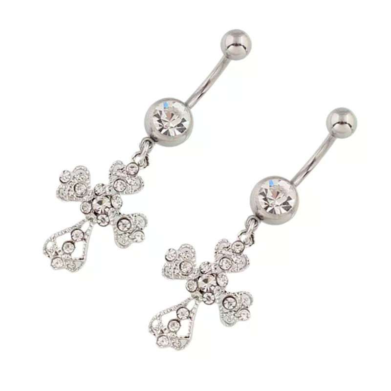 Aço inoxidável cruz pingente u - Belly Bar Titanium avaliação e preço