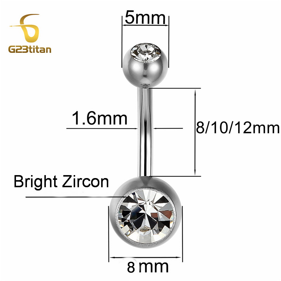 G23Titian 14G 8mm 10mm 12mm An - Belly Bar Titanium avaliação e preço
