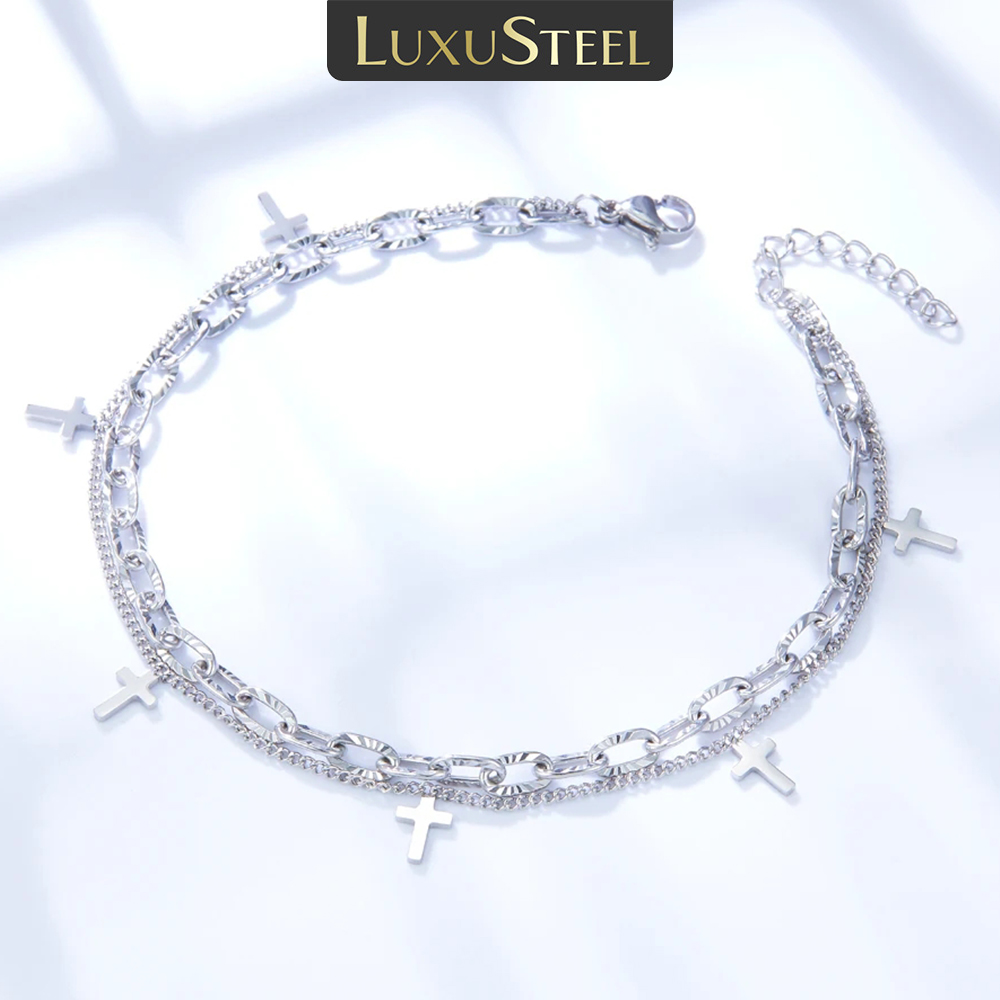 Luxusteel cruz dupla pé corren - Body Jewelry Leg Chain avaliação e preço