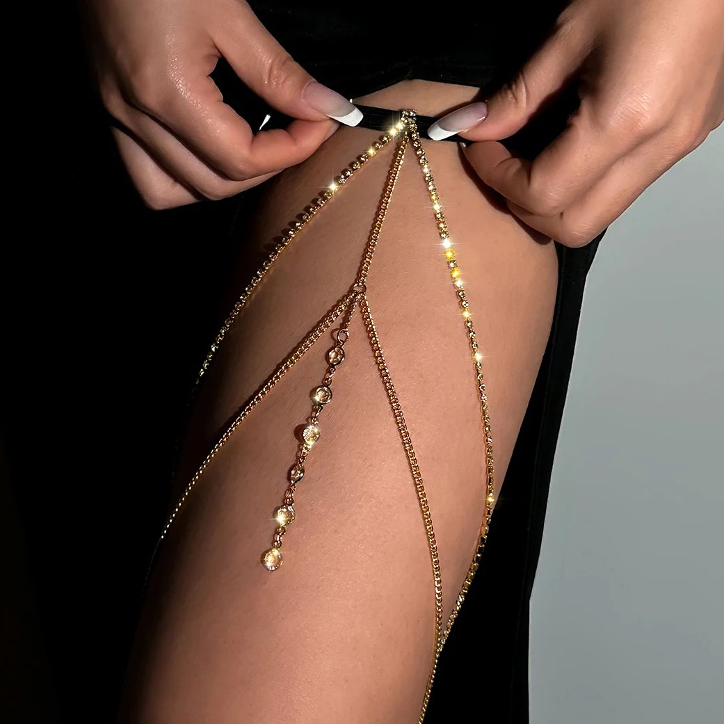 Sexy brilhante cristal multica - Body Jewelry Leg Chain avaliação e preço