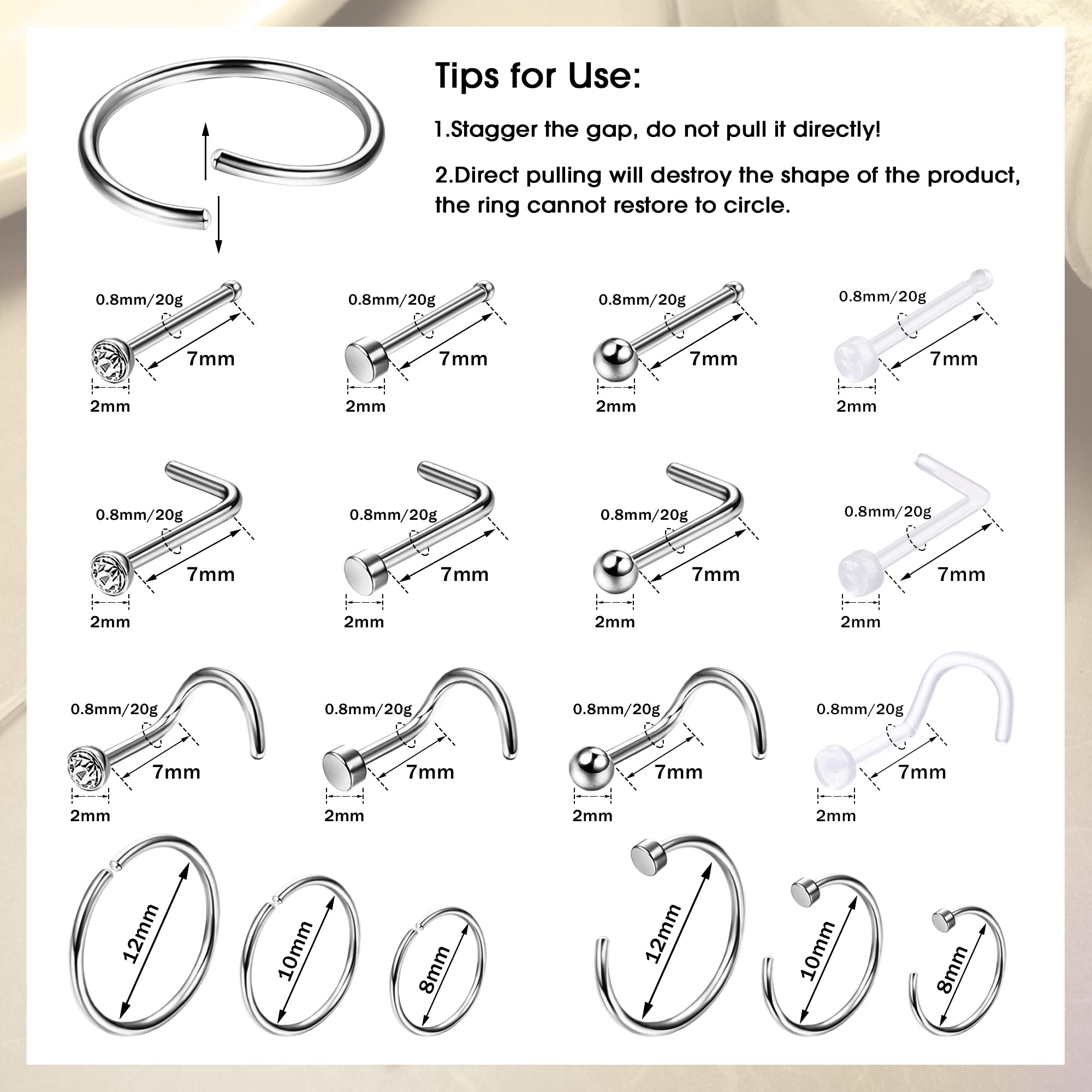 Anel de nariz hipoalergênico,  - Body Jewelry For Sensitive Skin avaliação e preço