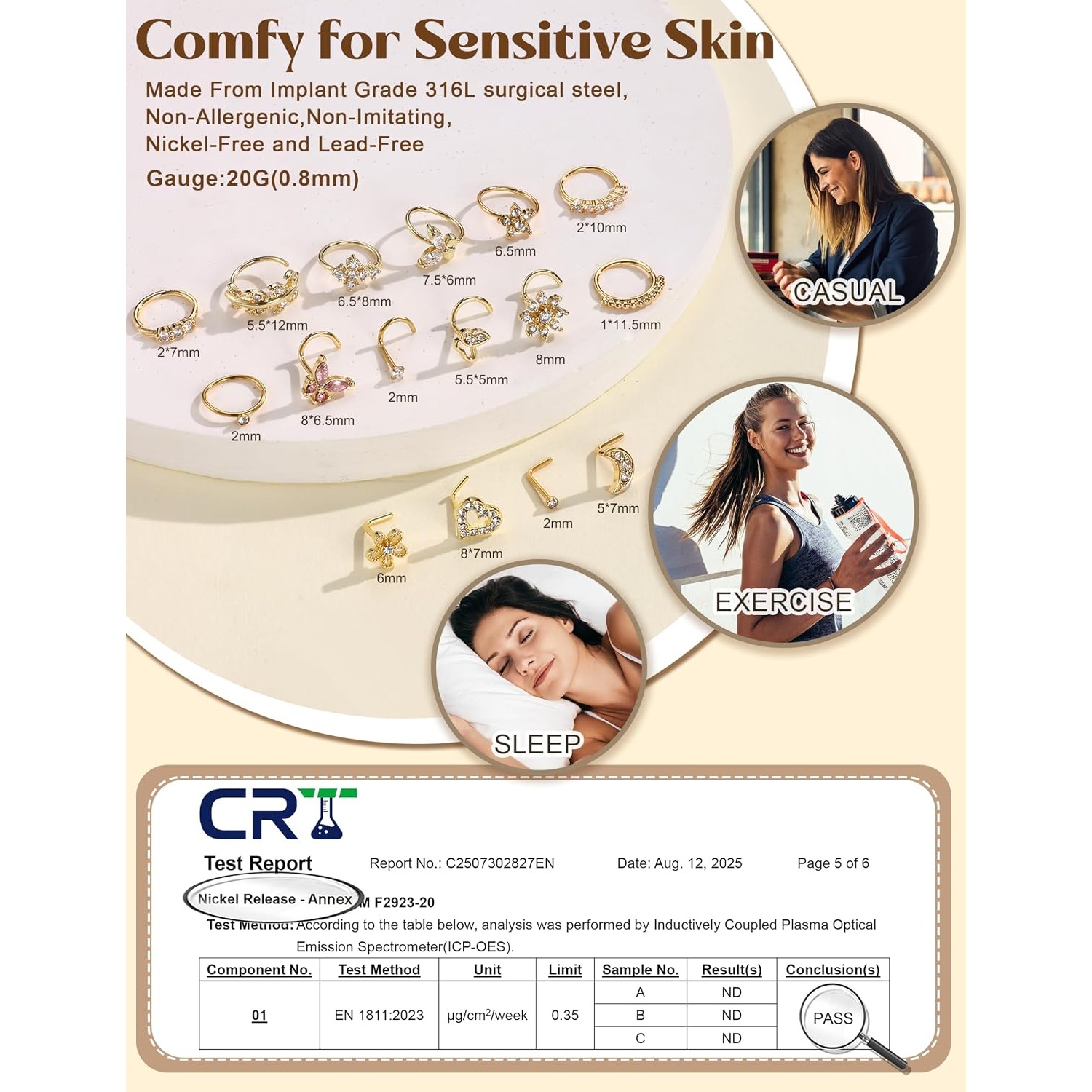 FASACCO 1 peça Anel de Nariz p - Body Jewelry For Sensitive Skin avaliação e preço