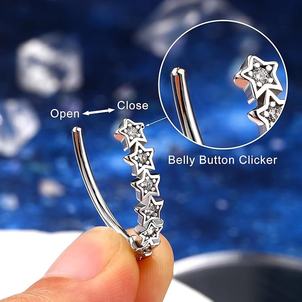 Anel de botão chique para pier - Body Jewelry For Sensitive Skin avaliação e preço
