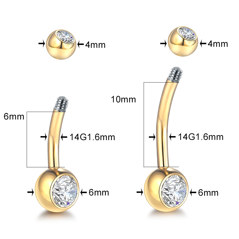 Anel de umbigo de titânio g23, - Belly Bar Titanium avaliação e preço