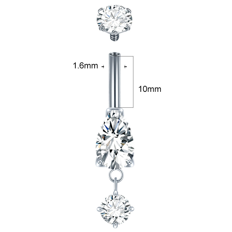 1/5 pçs titânio cristal zircão - Belly Bar Titanium avaliação e preço